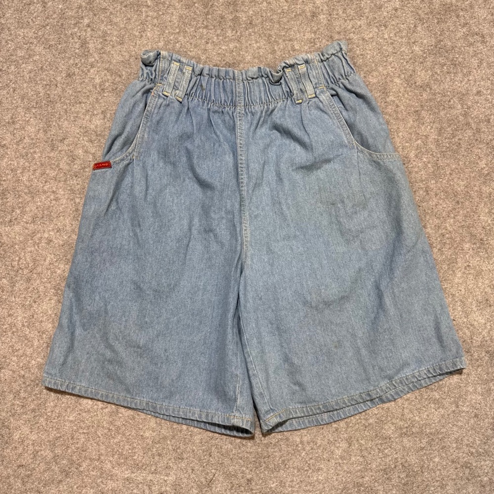 Vintage Gitano Denim Shorts Light Wash Elastic Paperbag Waist Womens 12 Short